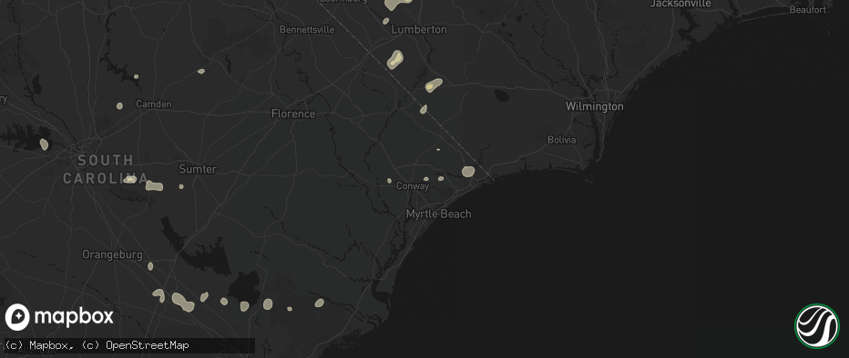 Hail map in Conway, SC on July 6, 2026