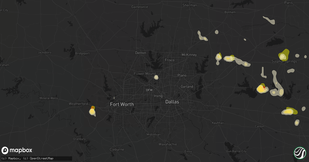 Hail map in Coppell, TX on July 6, 2026