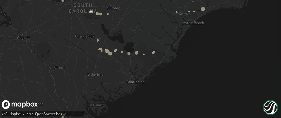 Hail map in Cordesville, SC on July 6, 2026