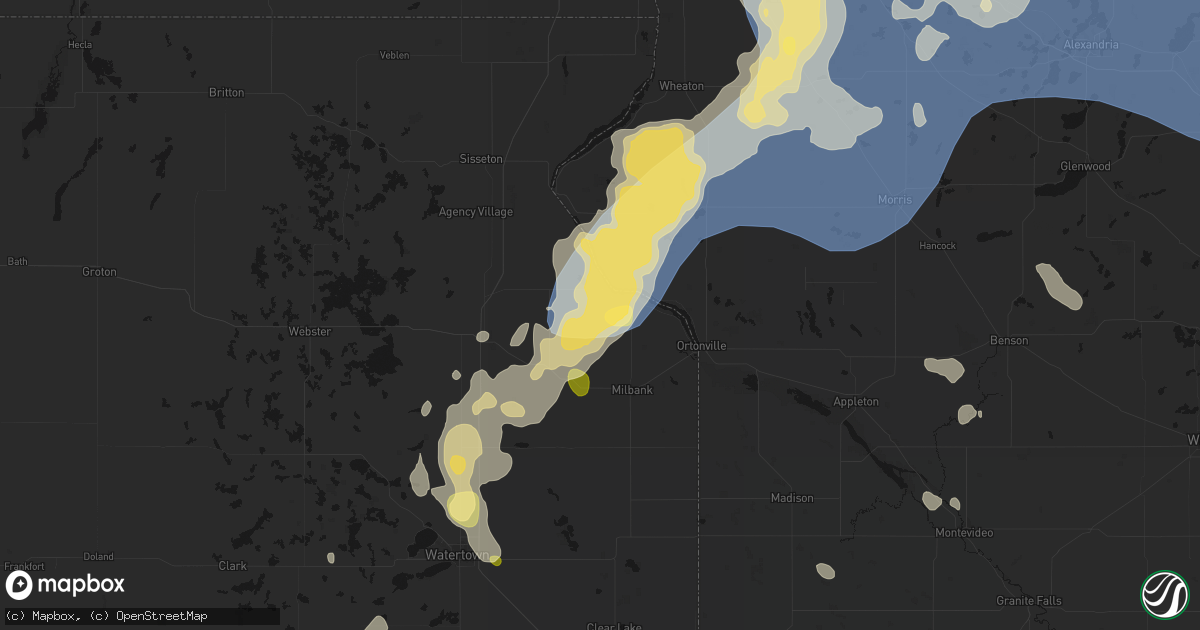 Hail map in Corona, SD on July 6, 2026