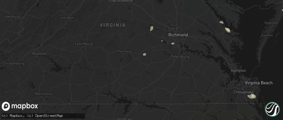 Hail map in Crewe, VA on July 6, 2026