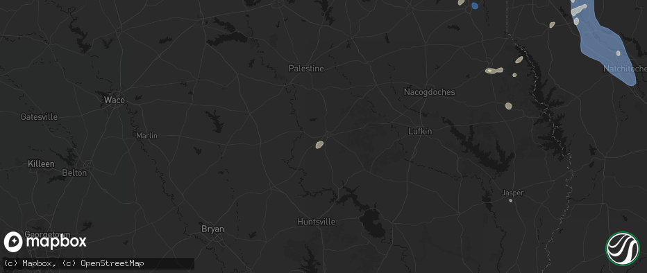 Hail map in Crockett, TX on July 6, 2026