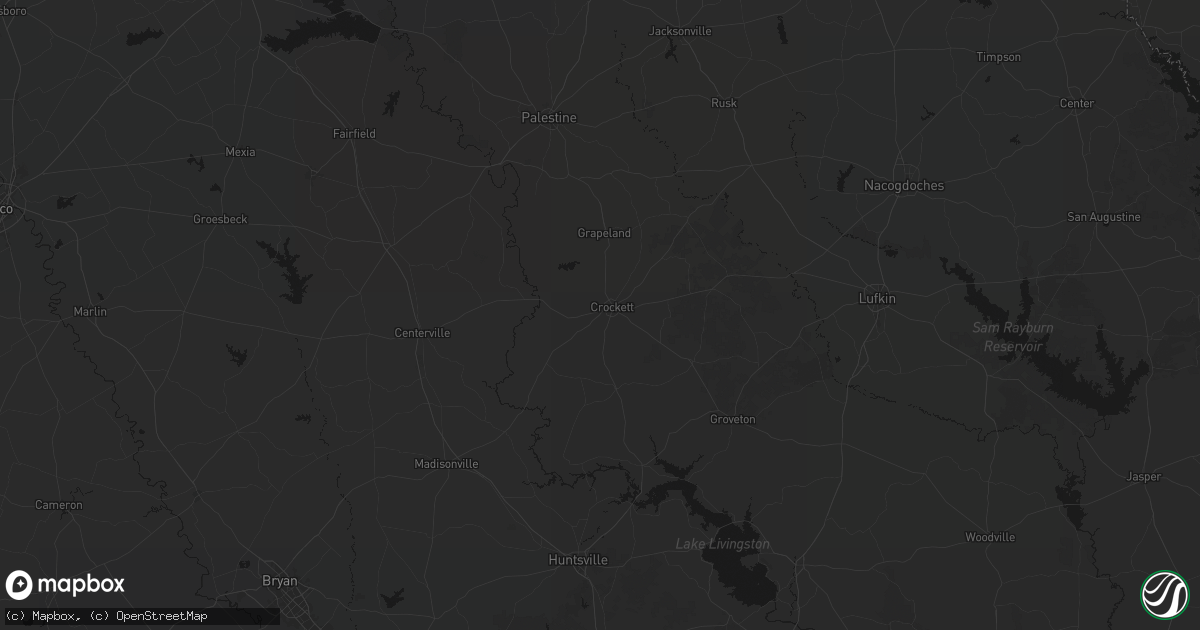 Hail map in Crockett, TX on July 6, 2026