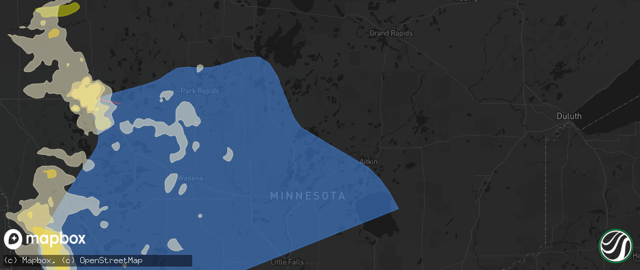 Hail map in Crosslake, MN on July 6, 2026