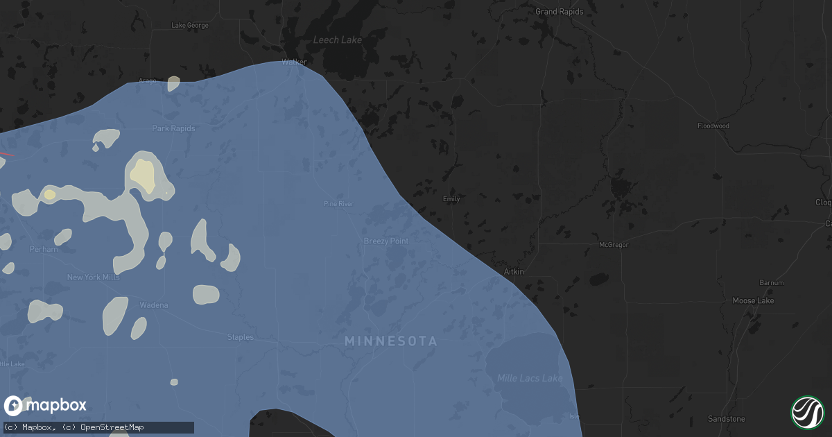 Hail map in Crosslake, MN on July 6, 2026