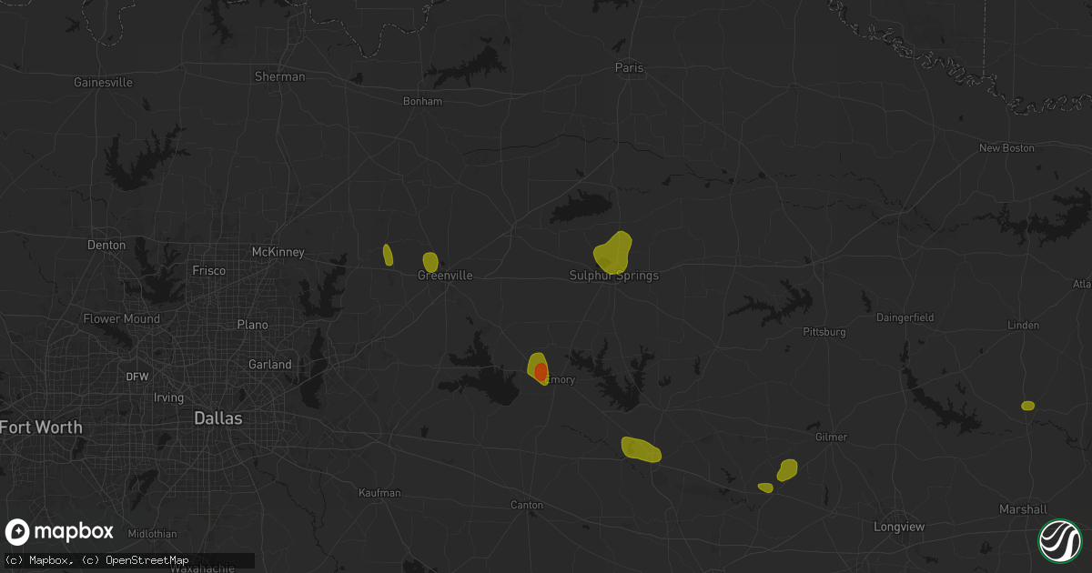 Hail map in Cumby, TX on July 6, 2026
