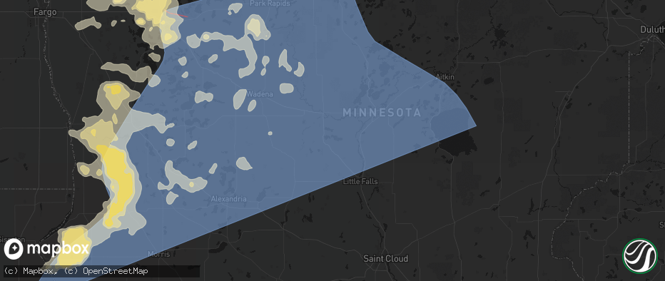 Hail map in Cushing, MN on July 6, 2026