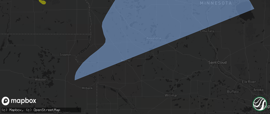Hail map in Cyrus, MN on July 6, 2026