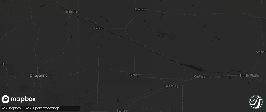 Hail map in Dalton, NE on July 6, 2026