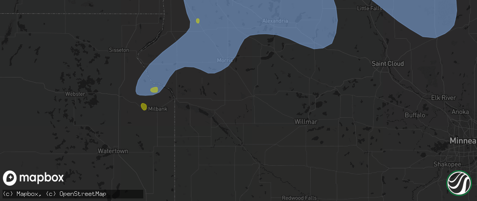 Hail map in Danvers, MN on July 6, 2026