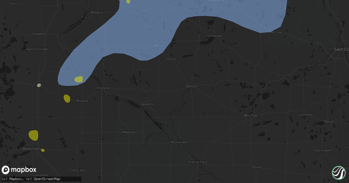 Hail map in Danvers, MN on July 6, 2026