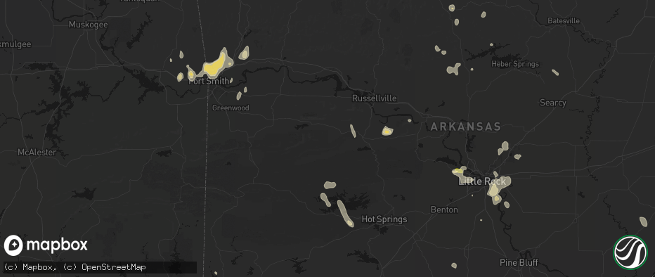 Hail map in Danville, AR on July 6, 2026