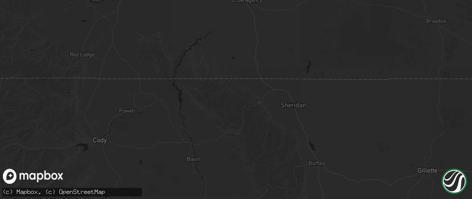 Hail map in Dayton, WY on July 6, 2026