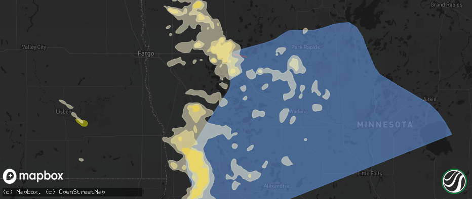 Hail map in Dent, MN on July 6, 2026