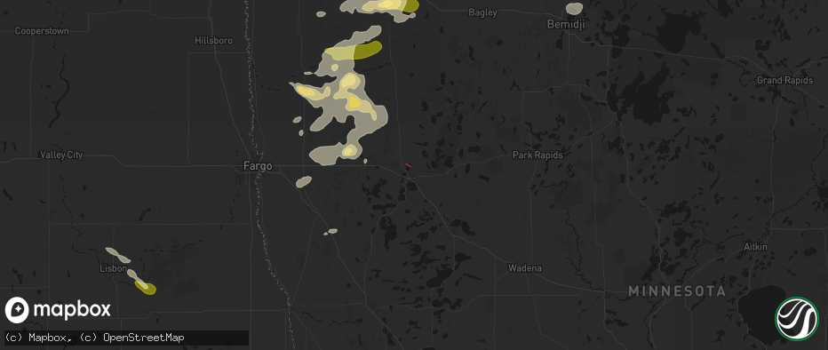 Hail map in Detroit Lakes, MN on July 6, 2026