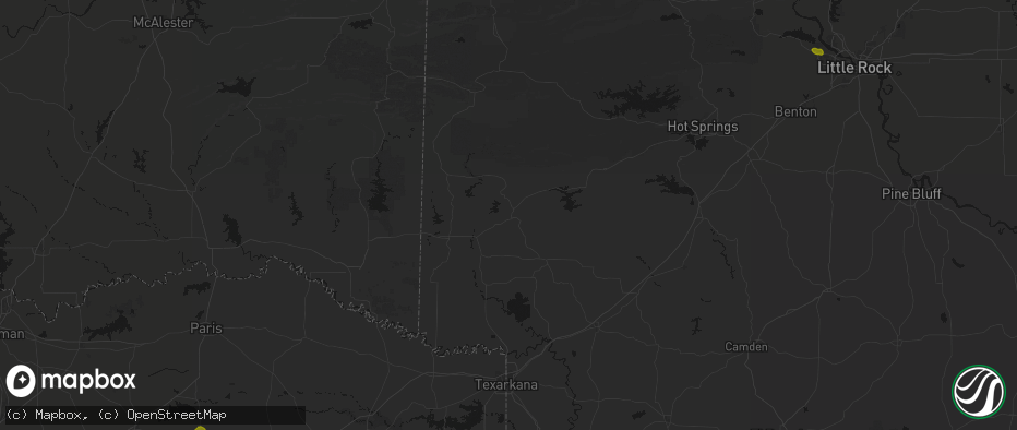 Hail map in Dierks, AR on July 6, 2026
