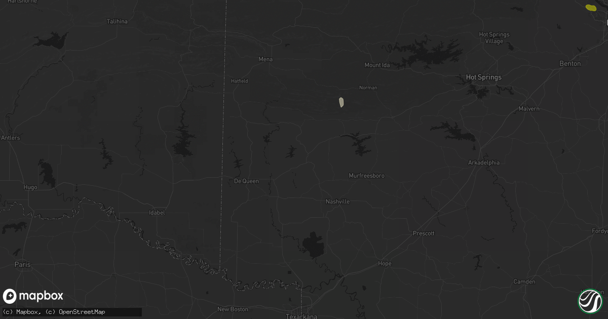 Hail map in Dierks, AR on July 6, 2026