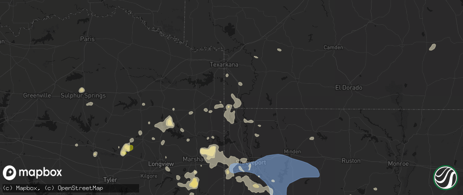Hail map in Doddridge, AR on July 6, 2026