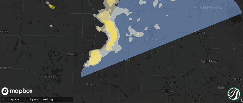 Hail map in Donnelly, MN on July 6, 2026