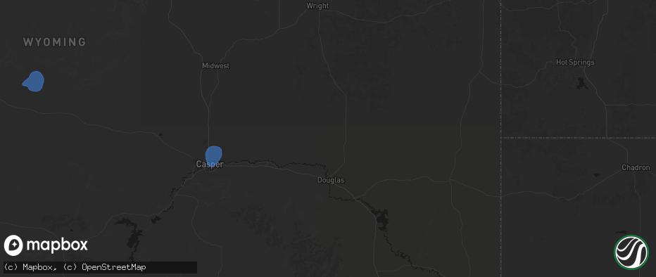 Hail map in Douglas, WY on July 6, 2026
