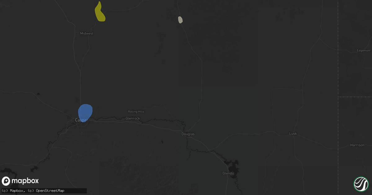 Hail map in Douglas, WY on July 6, 2026