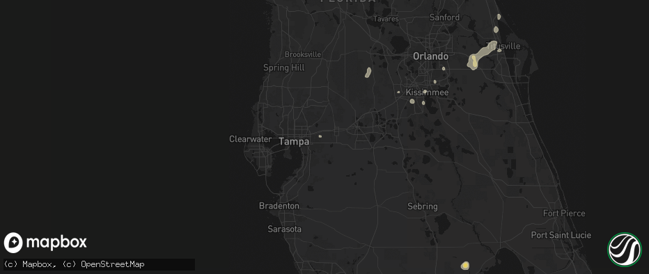 Hail map in Dover, FL on July 6, 2026