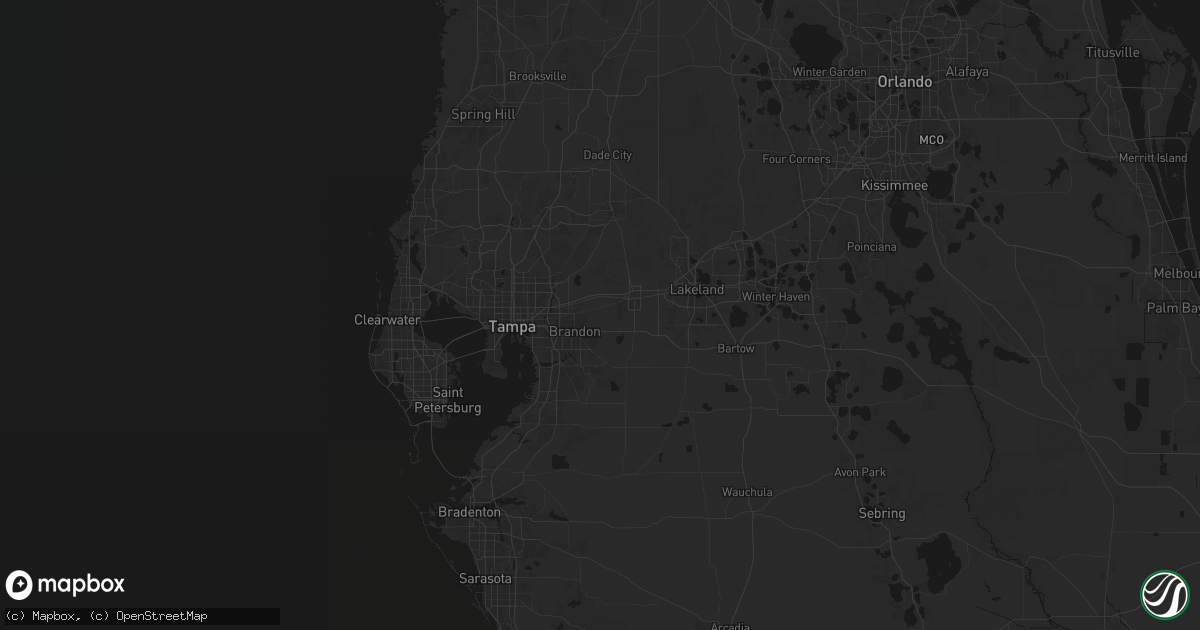 Hail map in Dover, FL on July 6, 2026