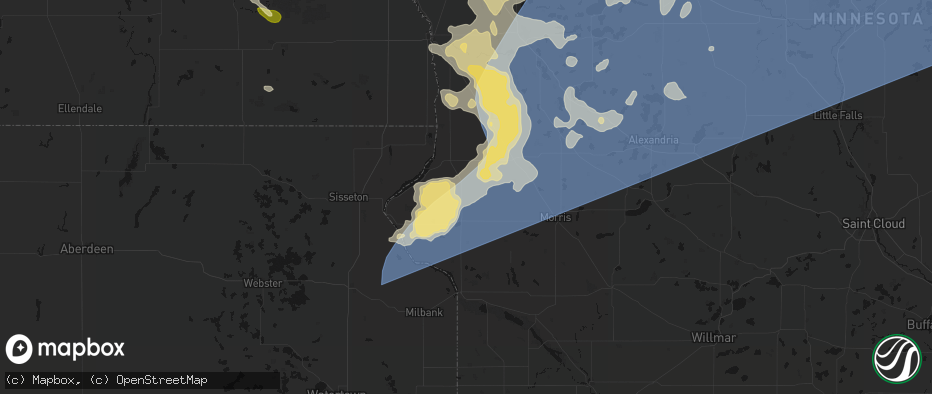 Hail map in Dumont, MN on July 6, 2026