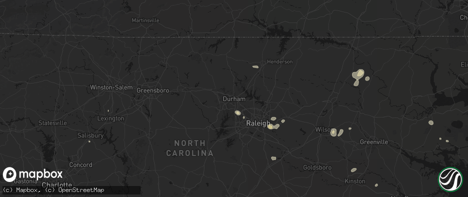 Hail map in Durham, NC on July 6, 2026