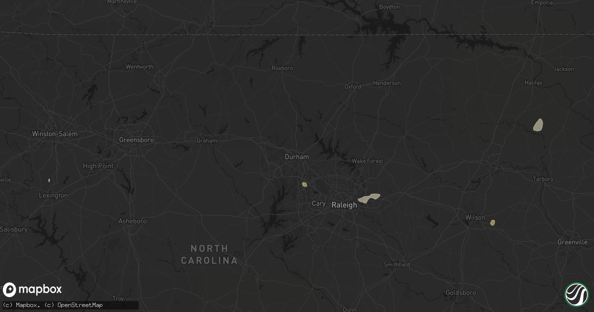 Hail map in Durham, NC on July 6, 2026