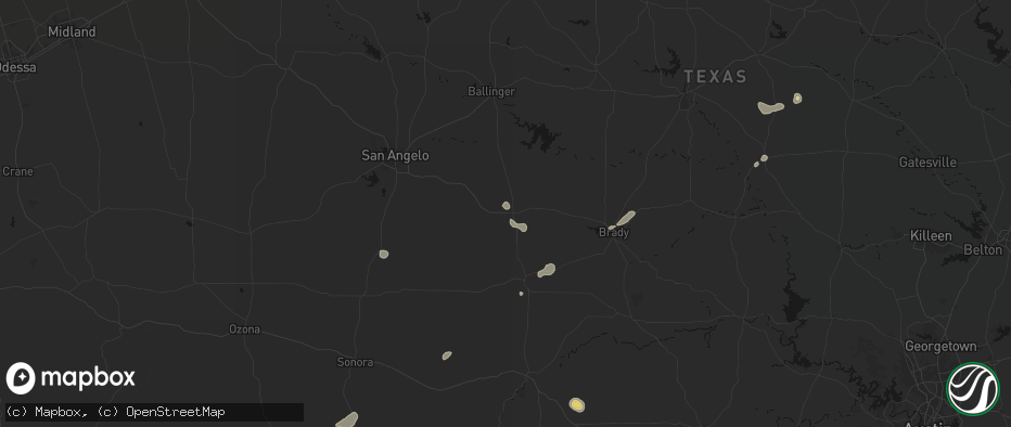 Hail map in Eden, TX on July 6, 2026