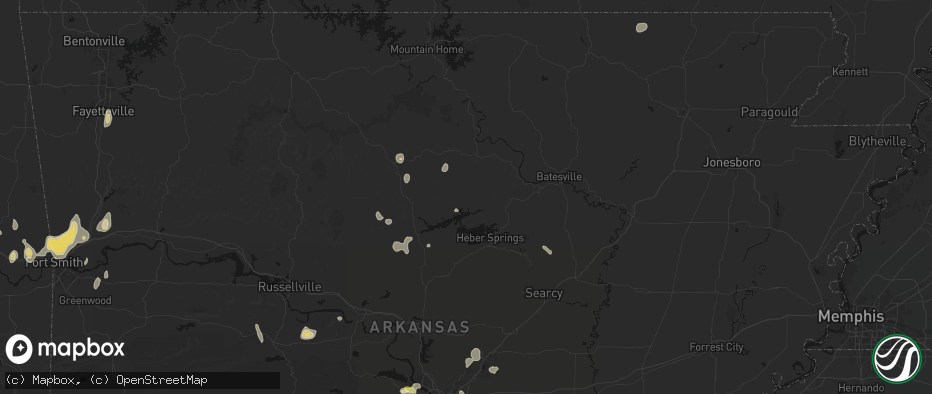 Hail map in Edgemont, AR on July 6, 2026