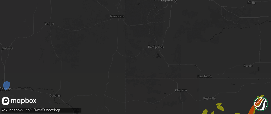 Hail map in Edgemont, SD on July 6, 2026