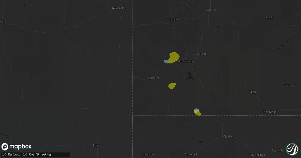 Hail map in Edgemont, SD on July 6, 2026