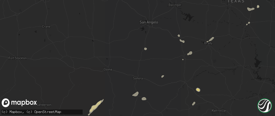 Hail map in Eldorado, TX on July 6, 2026