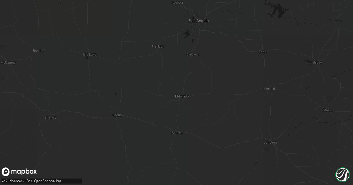 Hail map in Eldorado, TX on July 6, 2026
