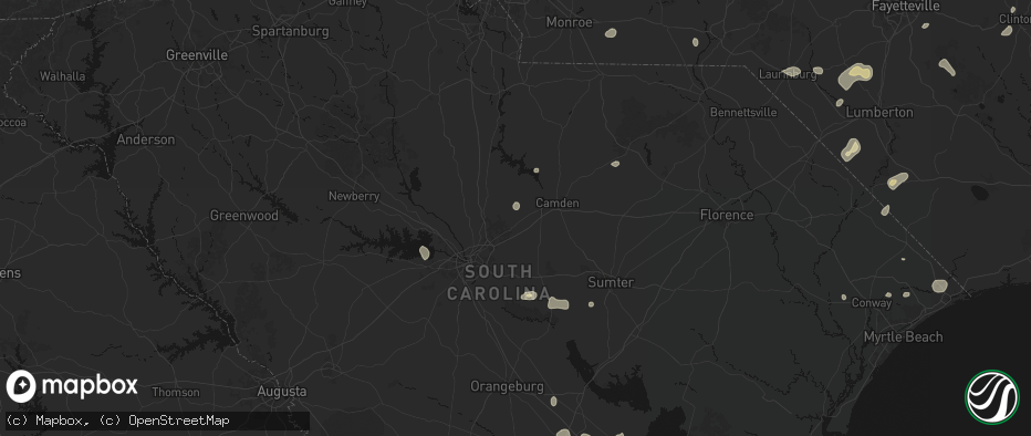 Hail map in Elgin, SC on July 6, 2026
