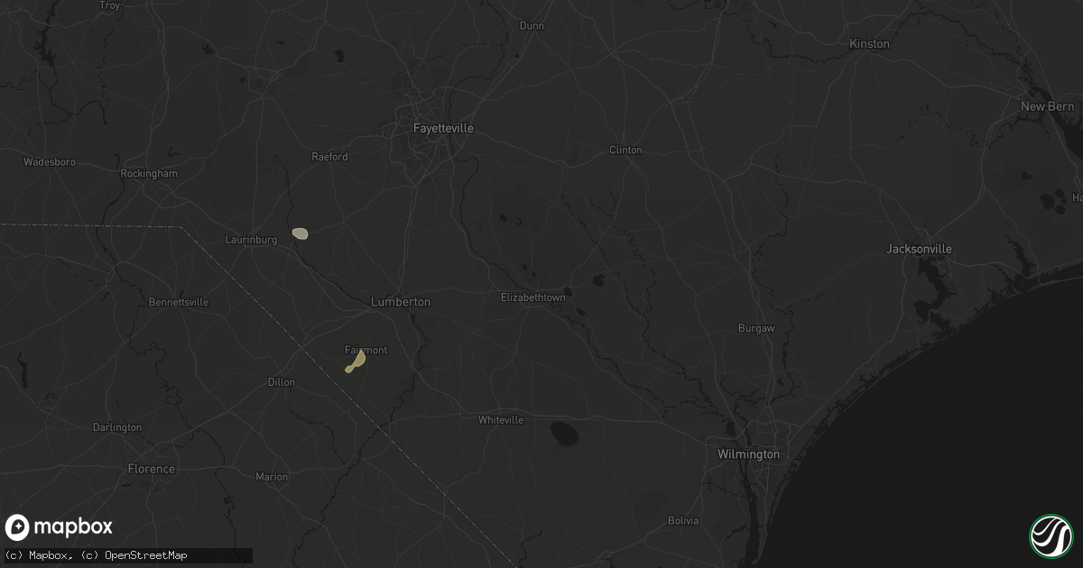 Hail map in Elizabethtown, NC on July 6, 2026