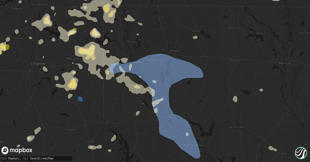 Hail map in Elm Grove, LA on July 6, 2026
