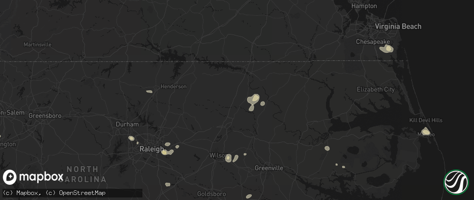Hail map in Enfield, NC on July 6, 2026