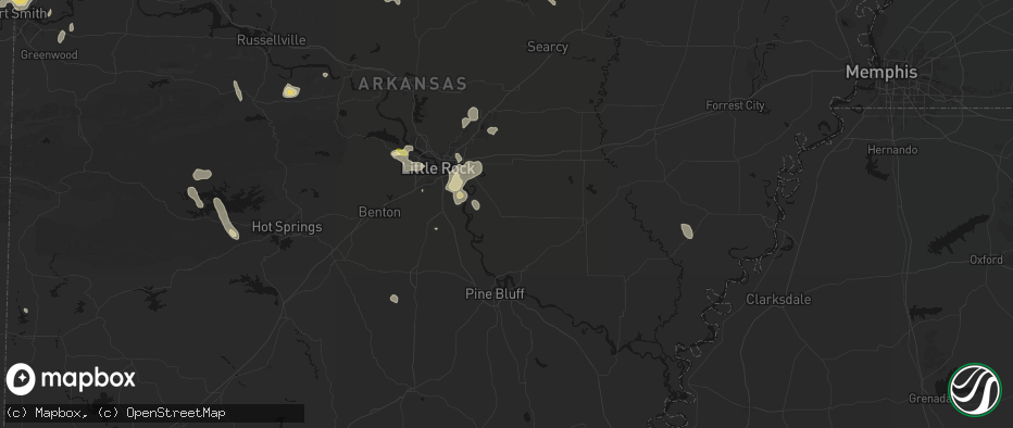 Hail map in England, AR on July 6, 2026