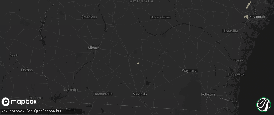 Hail map in Enigma, GA on July 6, 2026