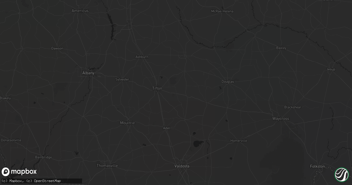 Hail map in Enigma, GA on July 6, 2026
