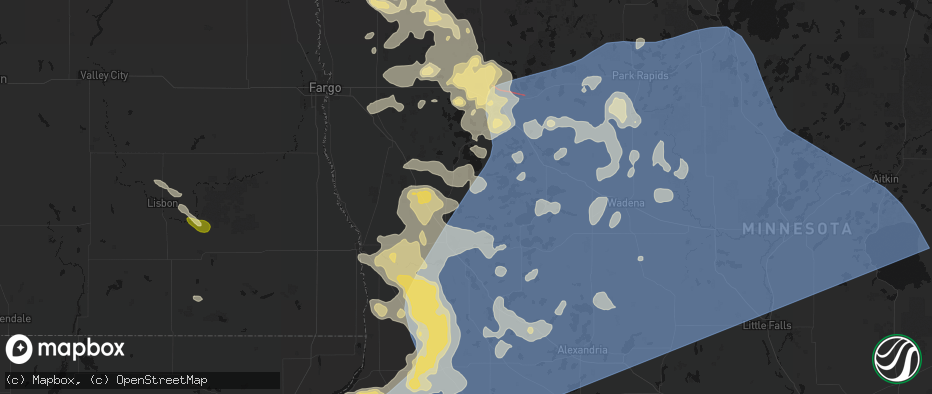 Hail map in Erhard, MN on July 6, 2026