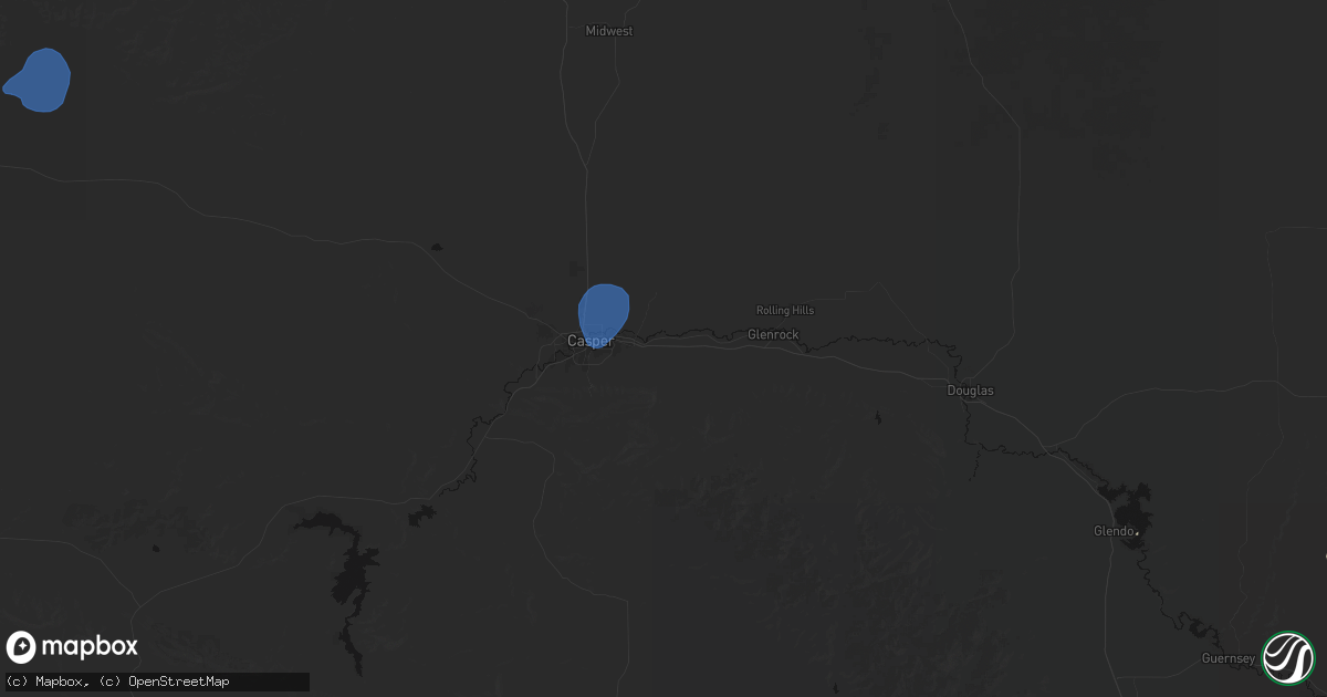 Hail map in Evansville, WY on July 6, 2026