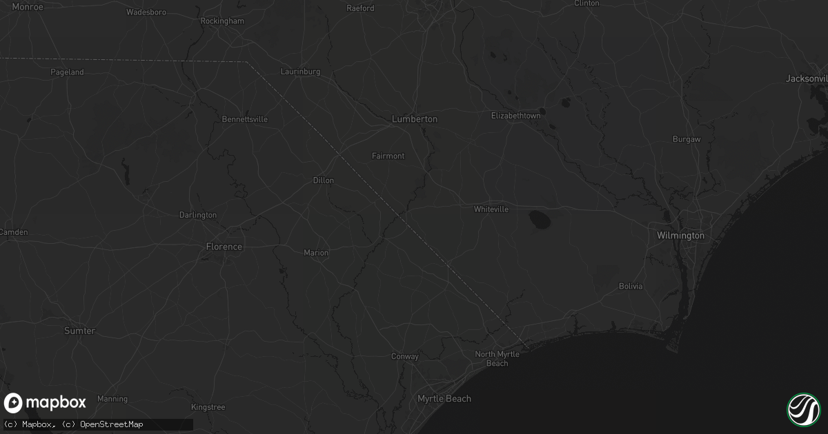 Hail map in Fair Bluff, NC on July 6, 2026
