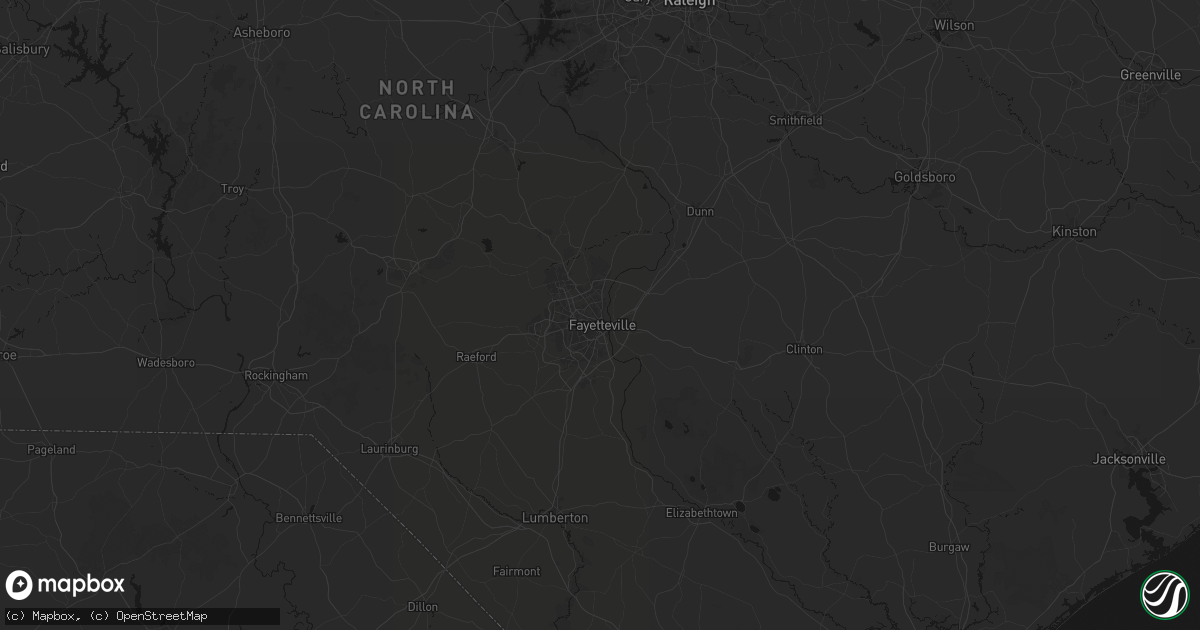 Hail map in Fayetteville, NC on July 6, 2026
