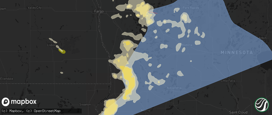 Hail map in Fergus Falls, MN on July 6, 2026