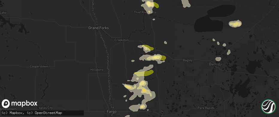 Hail map in Fertile, MN on July 6, 2026