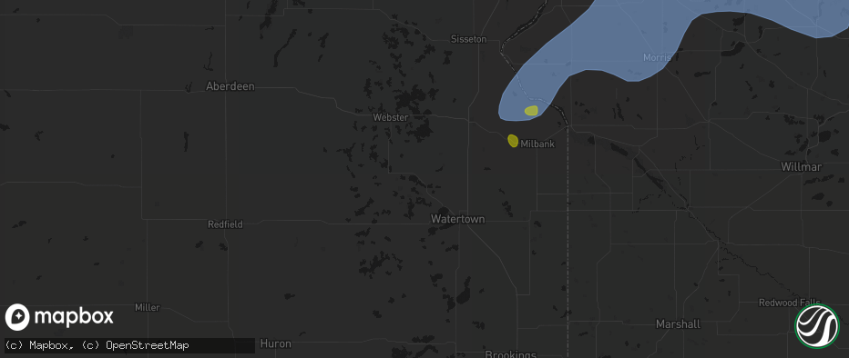 Hail map in Florence, SD on July 6, 2026